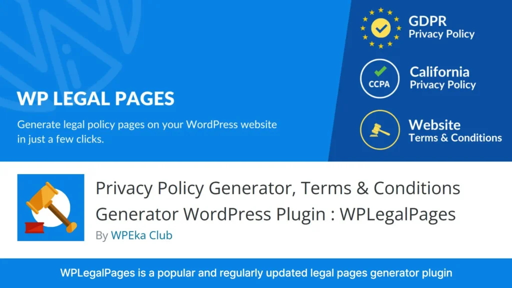 You can install WP Legal Pages after installing WordPress