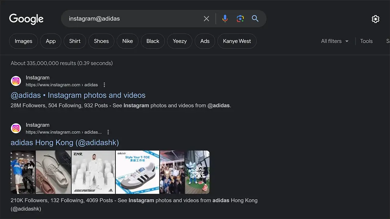 Discover Instagram Profiles on Google