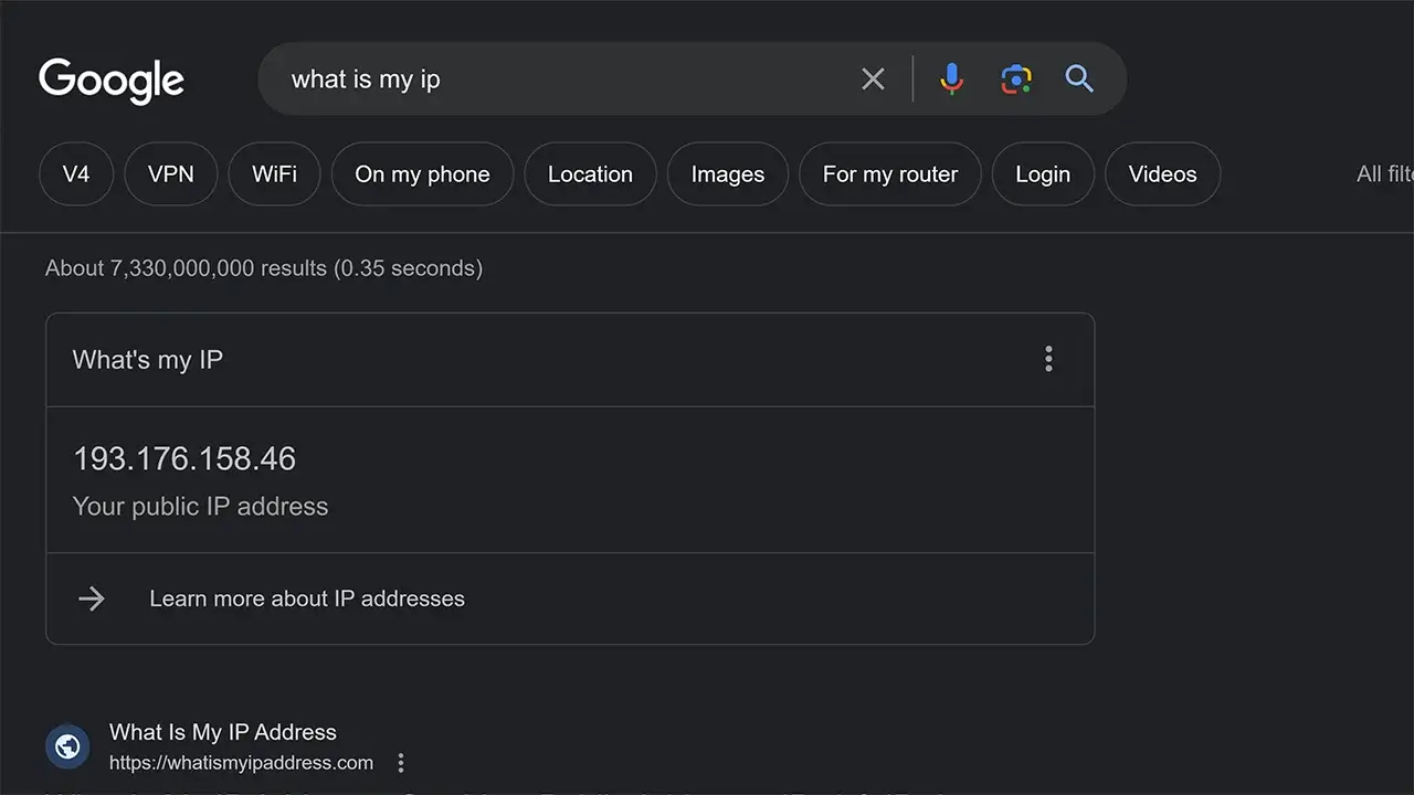 Find Your IP Address with Google