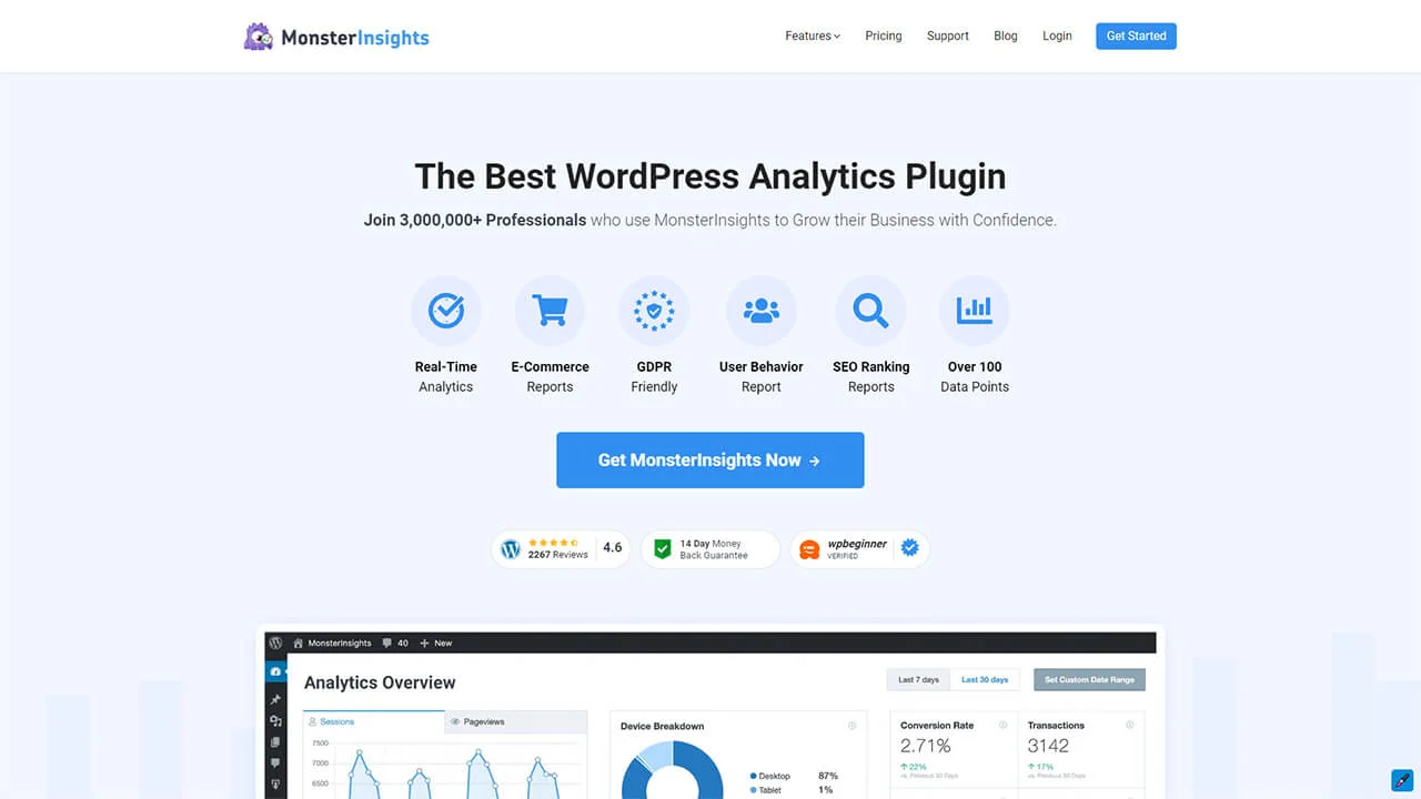 Best Google Analytics Plugins MonsterInsights Plugin